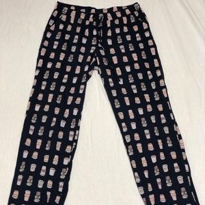 Cute Light Pink and Navy Blue Coffee PJ Set